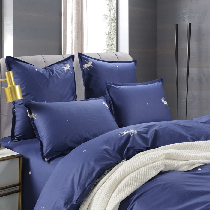 Алексия (синяя) Комплект постельного белья сатин 1.6