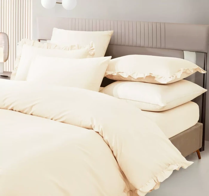 Постельное Белье Arya Natural Stone Washed из сатина 200x220 Valensiya Экрю