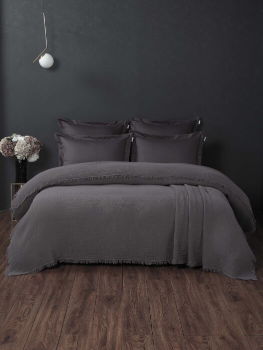 Комплекты для сна Stonewash Muslin (графит) комплект с покрывалом Евро
