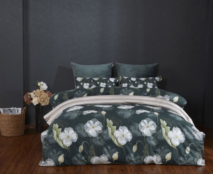 Комплекты постельного белья Жанет (изумруд бежевый) Евро