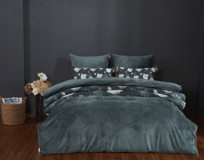 Комплекты постельного белья Жанет (изумруд бежевый) Евро