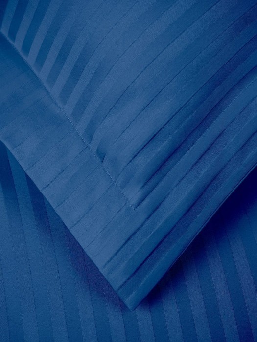 Постельное белье Arya Vip из Страйп Сатина Семейный 160x220 Темно-синий