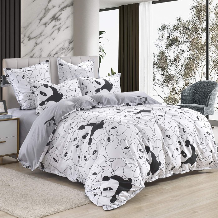 Панда (белый) Комплект постельного белья сатин Евро 4н