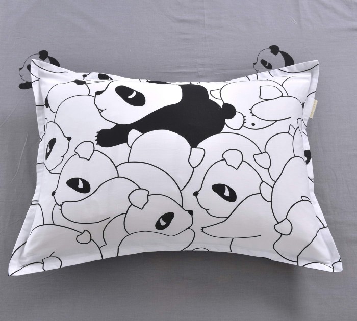 Панда (белый) Комплект постельного белья сатин Евро 4н