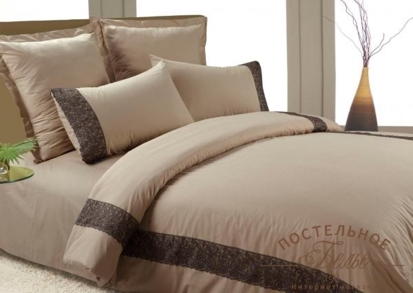 Постельное белье Valtery перкаль с гипюром AB-SG 04 полуторное