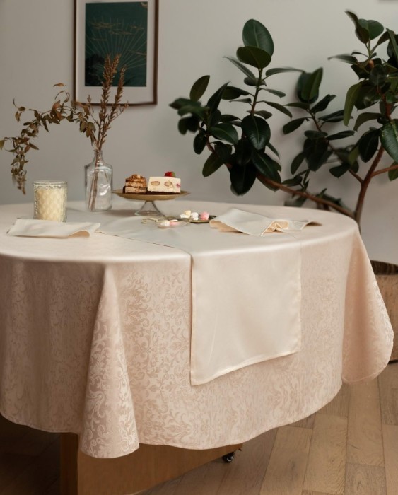 Бекки бежевая Скатерть круглая 160см
