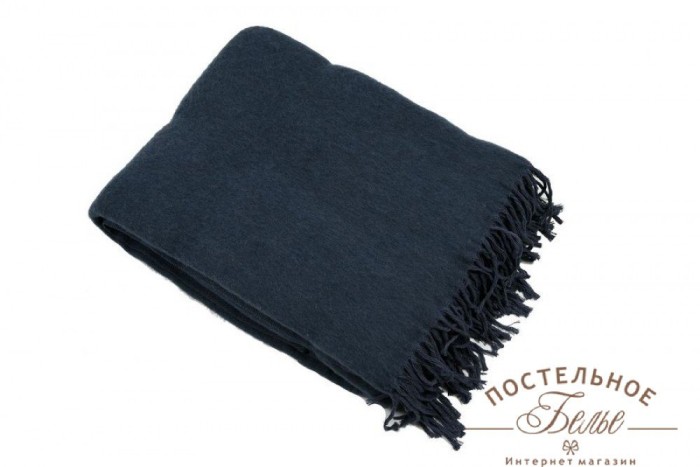 Плед шерсть мериноса 100% синий 140x200