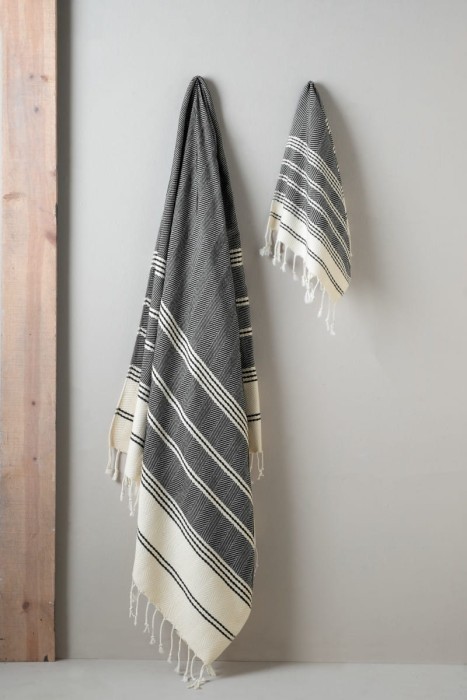 Набор полотенeц Arya с Бахромой 2 шт Zigzag Черный