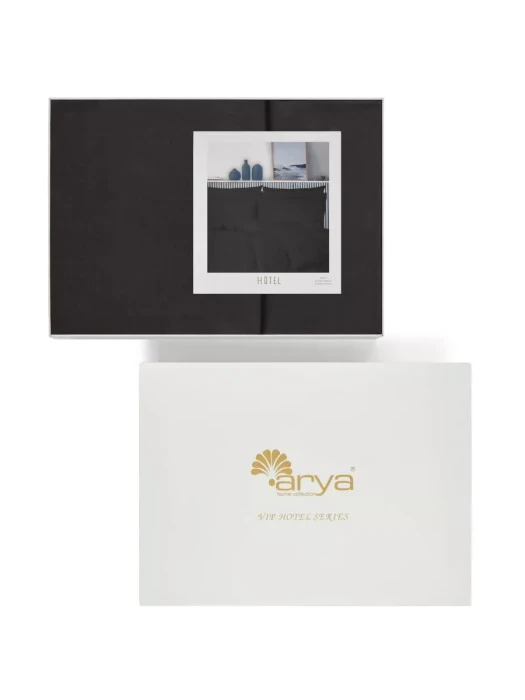 Постельное белье Arya Vip из Oднотонного Сатина Семейное 160x220 Чёрный