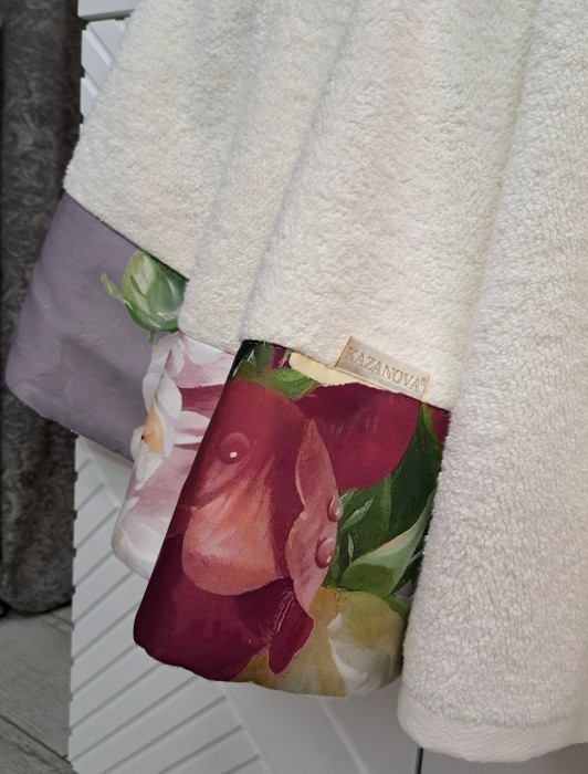 Комплект полотенец Adora Фрезия графит (молоко) 70х140см и 50х90см "KAZANOV.A"