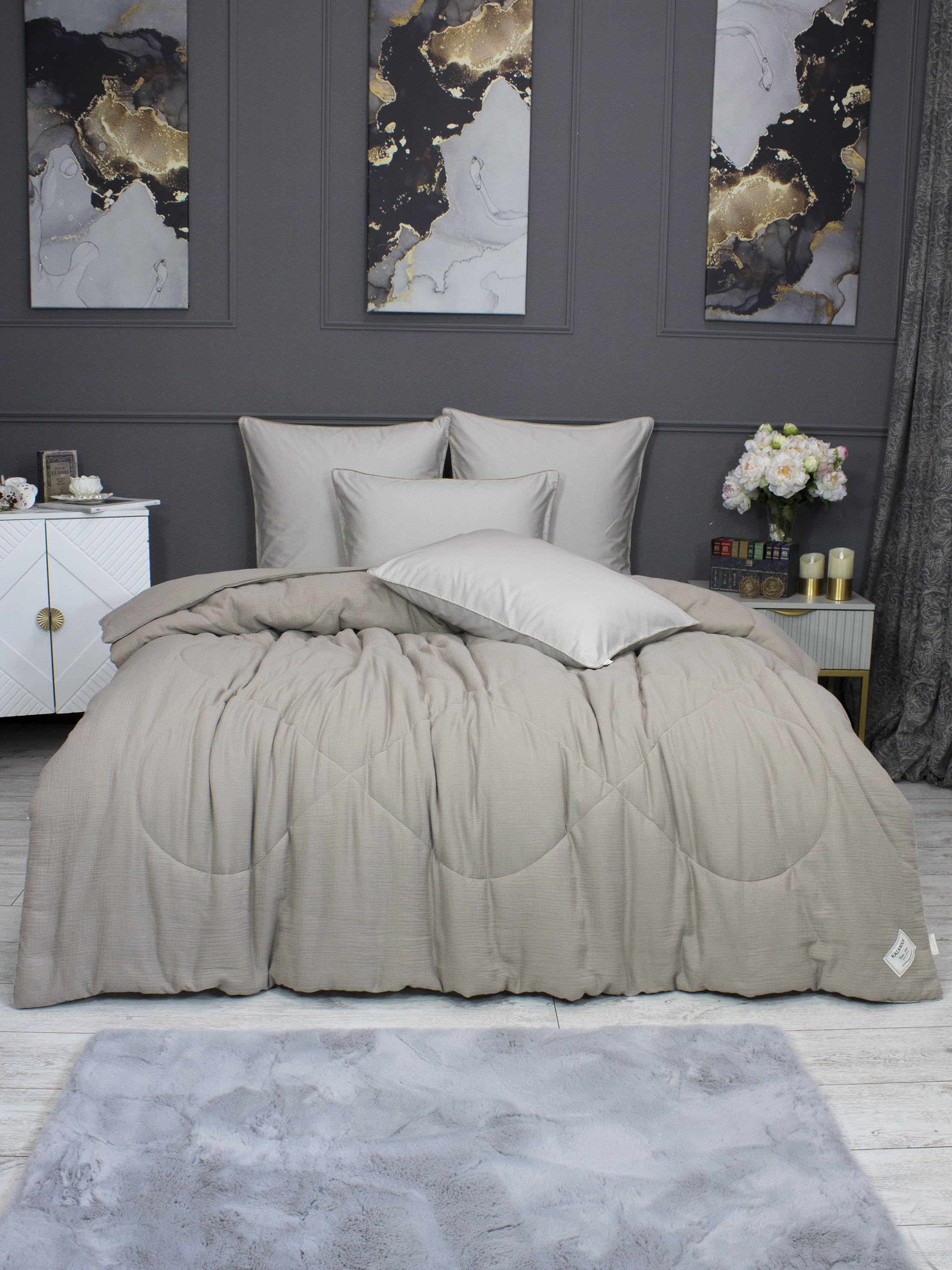 Комплекты для сна Muslin &amp; Satin Solid color (пыльно бежевый) Евро