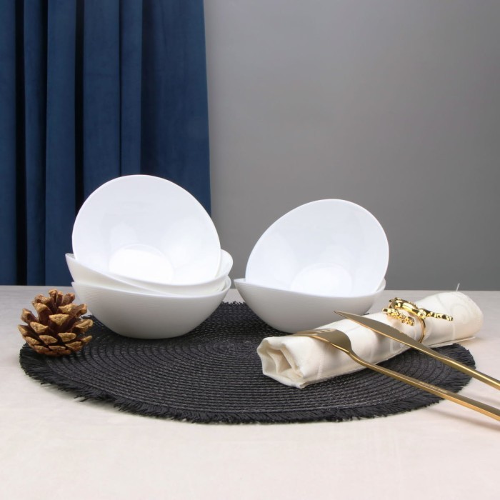 Набор салатников Arya из опалового стекла 6 ед. Ellipse Белый