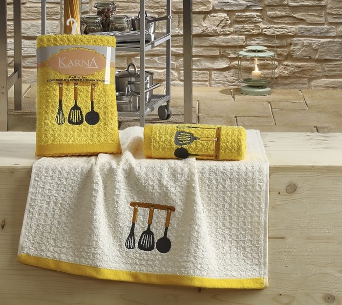 Кухонные полотенца махровые "KARNA" LEMON 45x65 1/2 Желтый V2