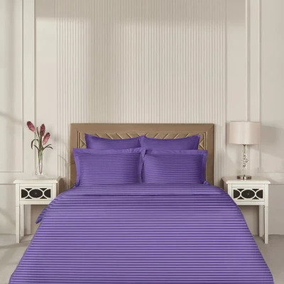 Постельное белье Arya Vip из Страйп Сатина 2 Сп. 200x220 Фиолетовый