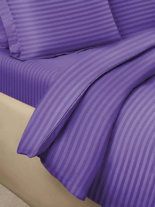 Постельное белье Arya Vip из Страйп Сатина 2 Сп. 200x220 Фиолетовый