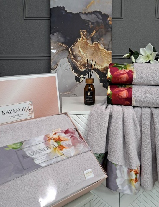 Комплект полотенец Adora Фрезия графит (лаванда) 70х140см и 50х90см "KAZANOV.A"