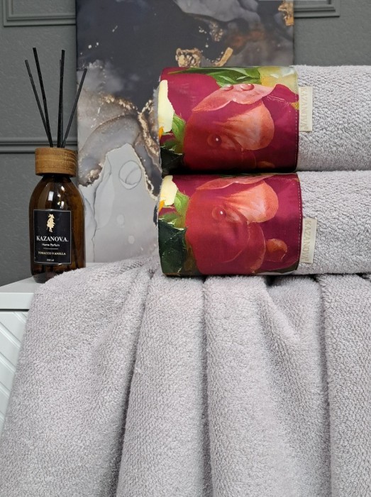 Комплект полотенец Adora Фрезия графит (лаванда) 70х140см и 50х90см "KAZANOV.A"