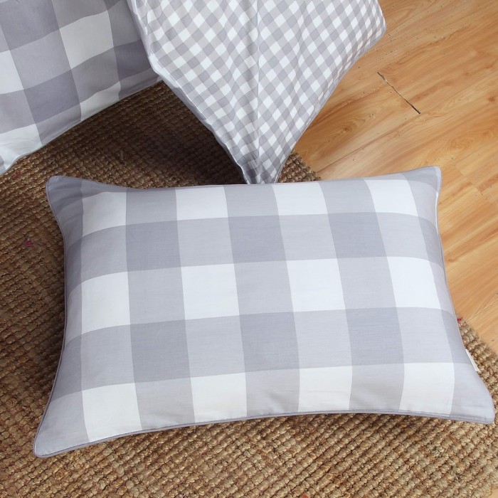 Рокки (серый клетка) Комплект постельного белья сатин Евро 4н