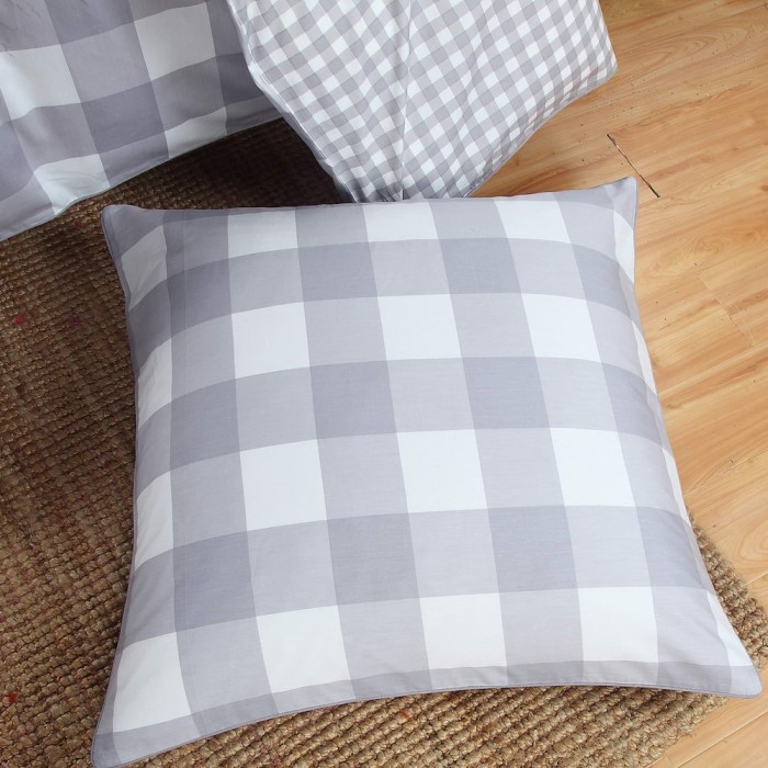 Рокки (серый клетка) Комплект постельного белья сатин Евро 4н