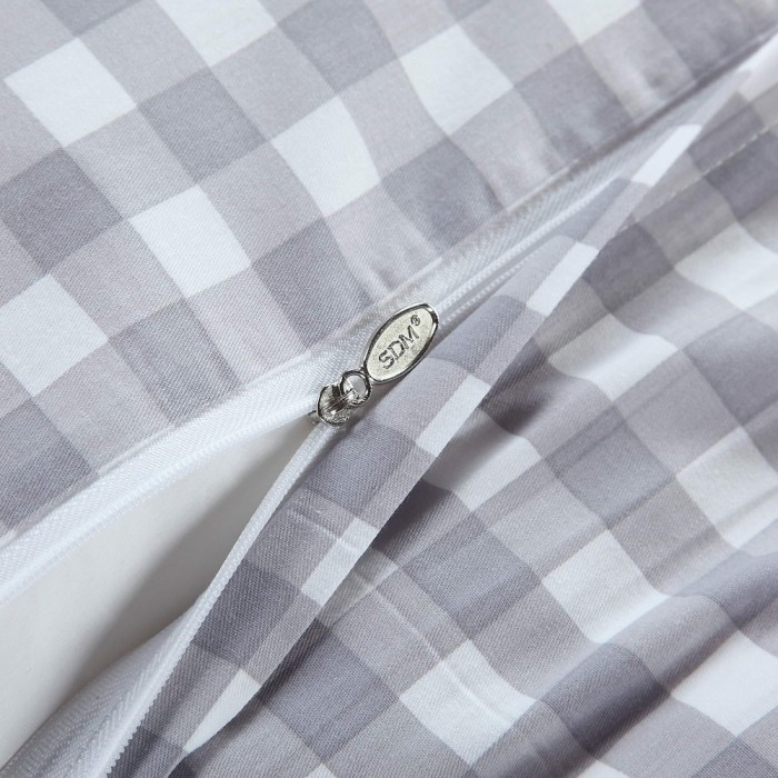 Рокки (серый клетка) Комплект постельного белья сатин Евро 4н