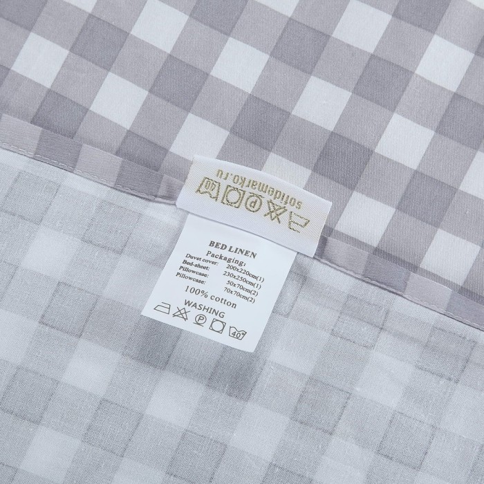 Рокки (серый клетка) Комплект постельного белья сатин Евро 4н