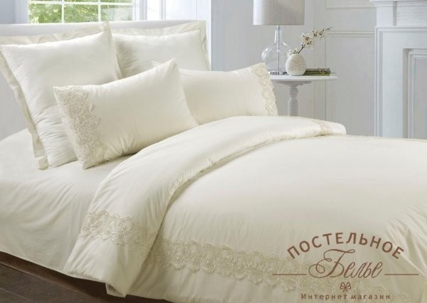 Постельное белье Valtery перкаль с гипюром AB-SG 06 полуторное
