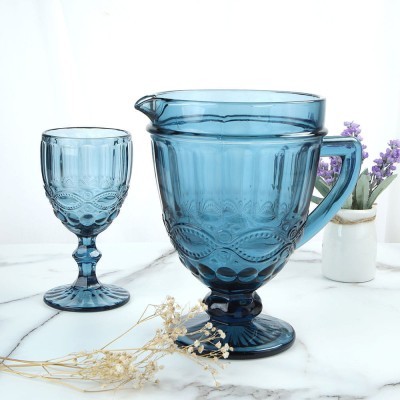 Набор для напитков Arya 4 бокала и кувшин Victory Синий