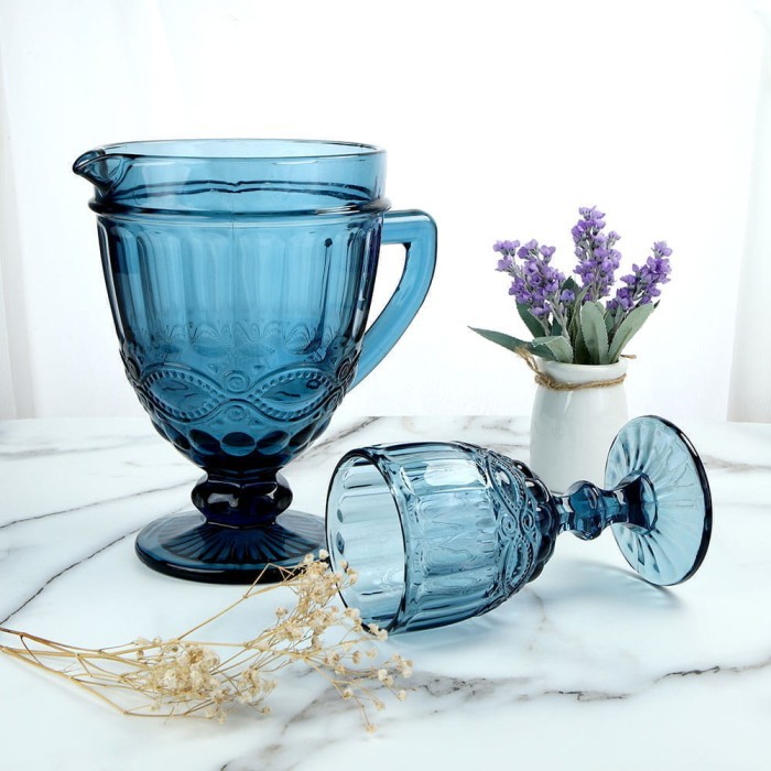 Набор для напитков Arya 4 бокала и кувшин Victory Синий