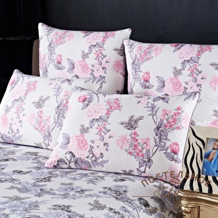 Таисия (розовая) Комплект постельного белья сатин Евро 4н