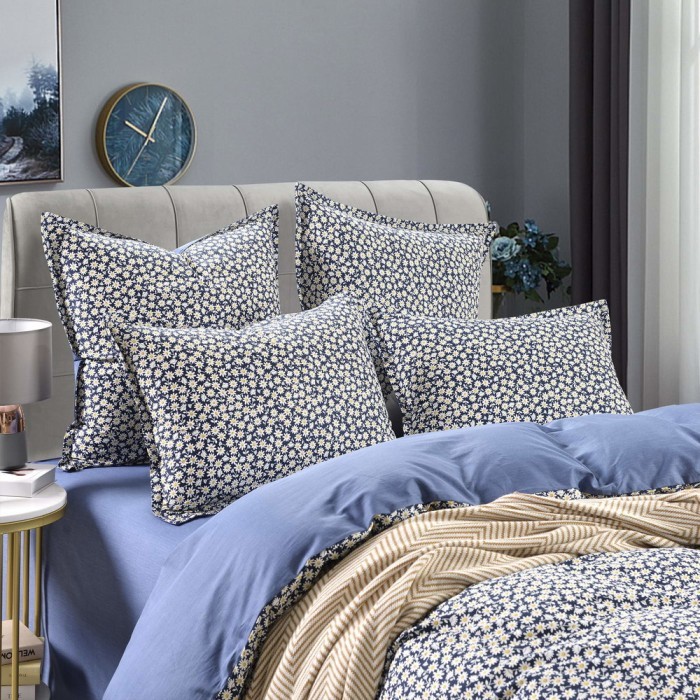 Дарьяна голубой Комплект постельного белья сатин Евро 4н