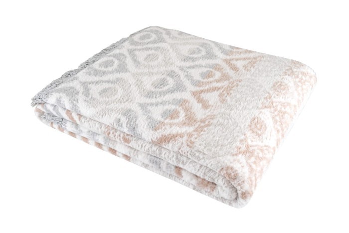 Плед Arya Хлопок Lily Бежевый, Серый