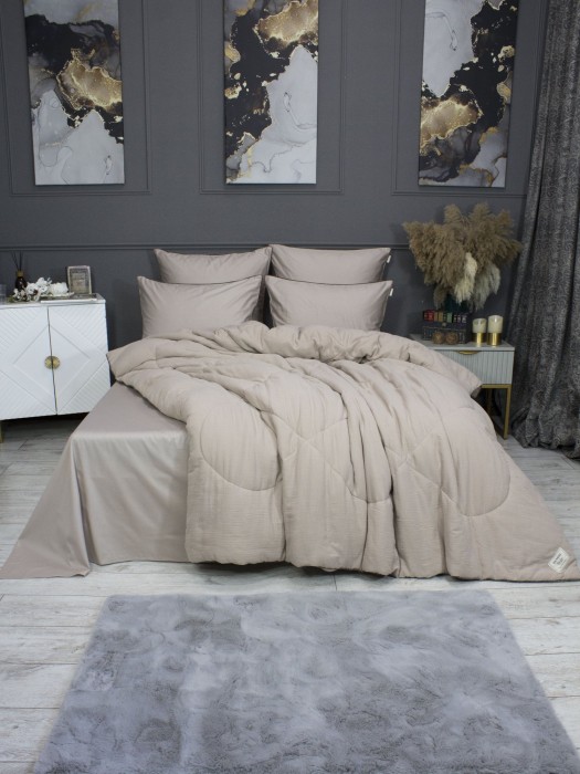 Комплекты для сна Muslin & Satin Solid color (латте) Евро
