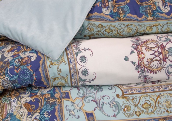 Постельный набор Паола (белый жемчуг бирюза) АВС Egypt Cotton евро