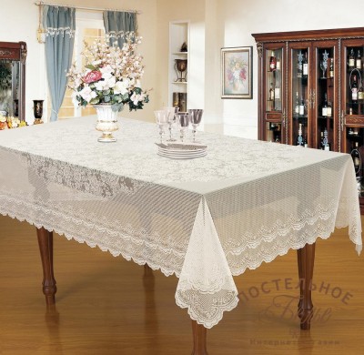 Лайма (белая) Скатерть Кружево 180х360