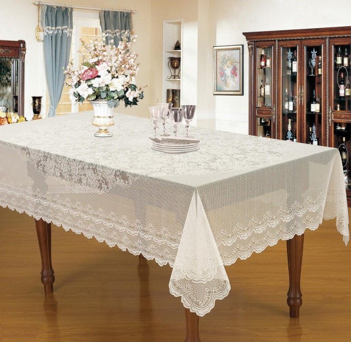 Лайма (белая) Скатерть Кружево 180х360