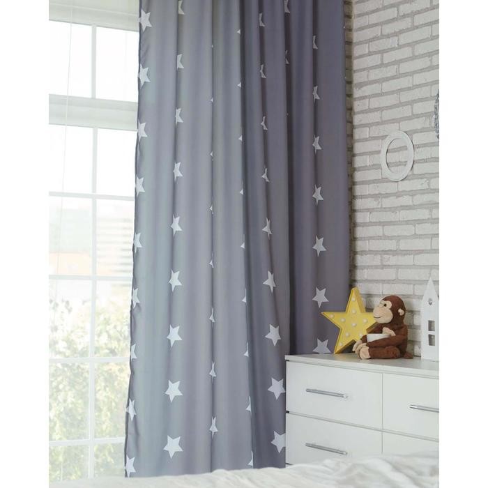 Комплект штор "Этель" Grey stars 145*260 см-2 шт, 100% п/э, 140 г/м2