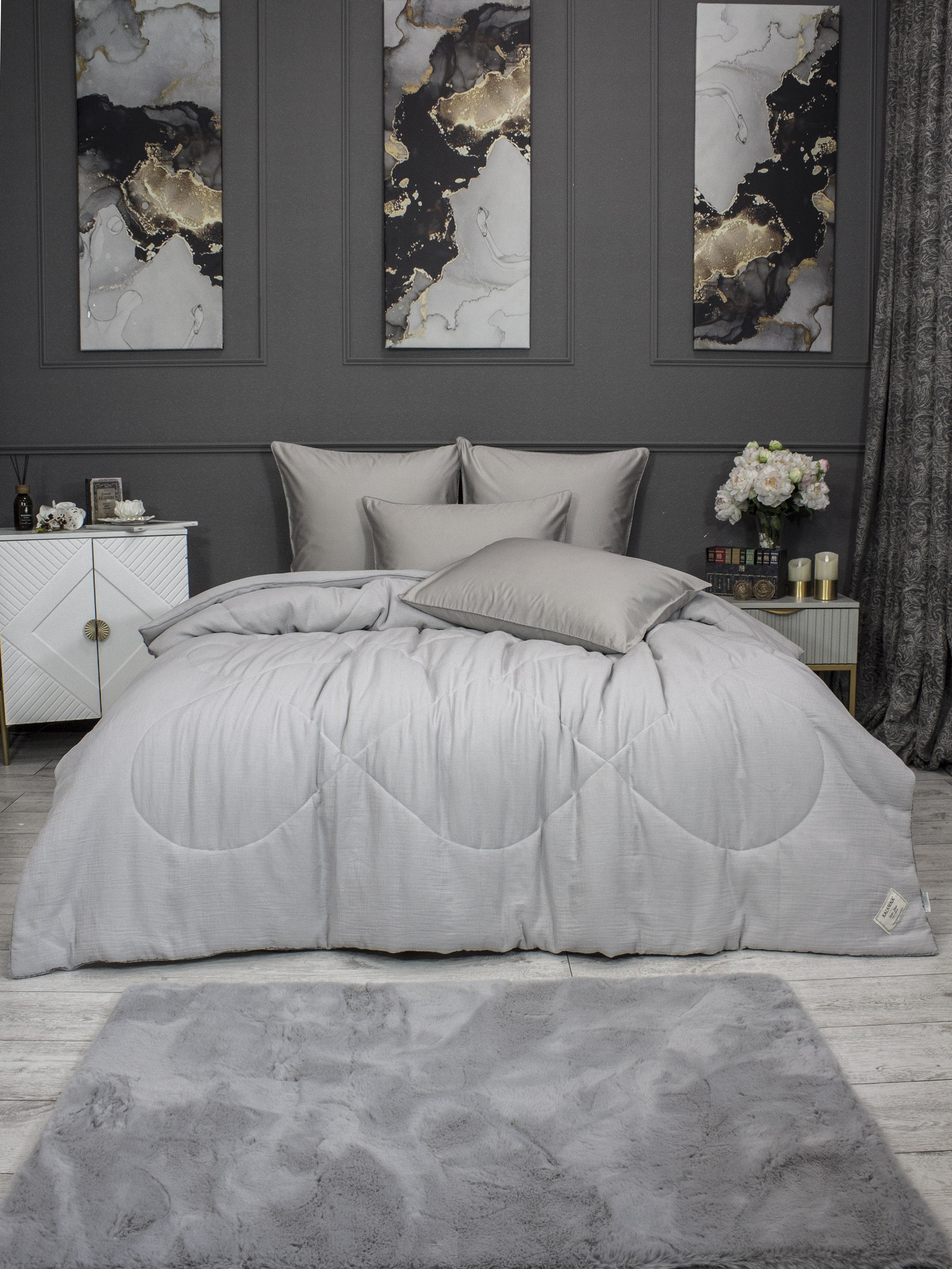 Комплекты для сна Muslin &amp; Satin Solid color (серебрети беж) Евро