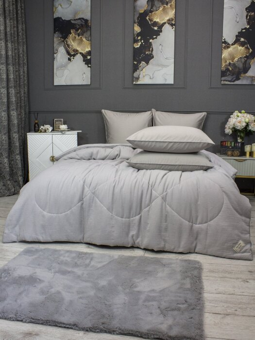 Комплекты для сна Muslin & Satin Solid color (серебрети беж) Евро