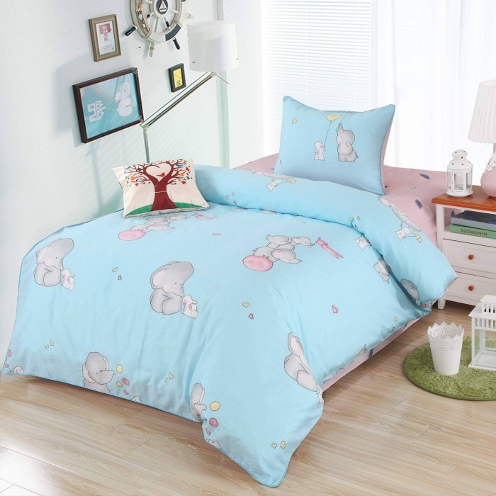 Веселый слоник (голубой) Комплект постельного белья детский