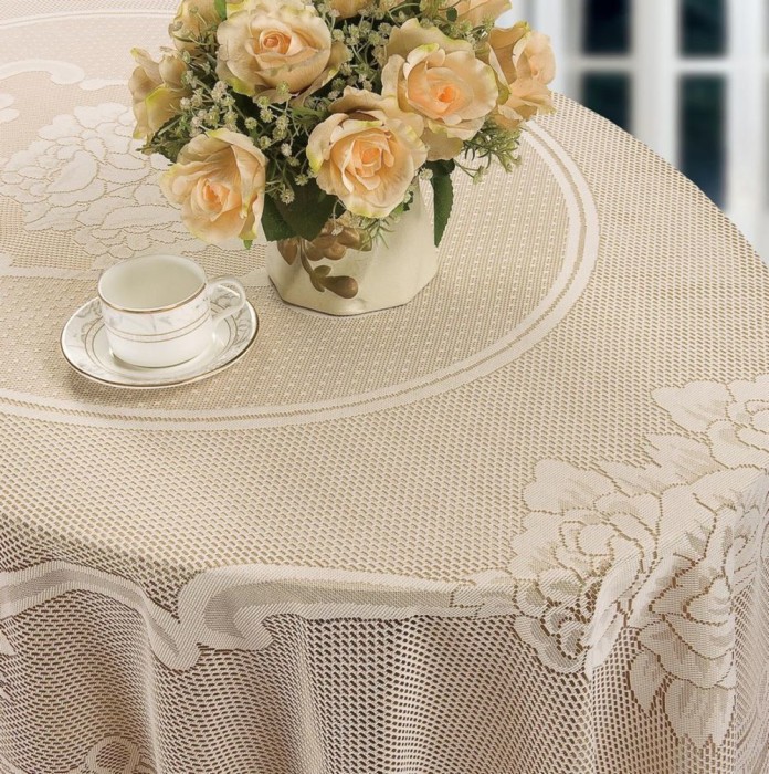 Леонтия (кофе) Скатерть Кружево 180х360