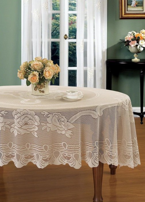 Леонтия (кофе) Скатерть Кружево 180х360