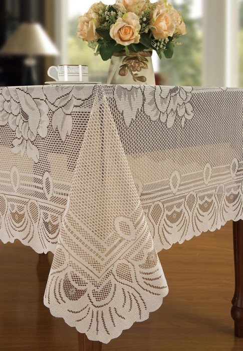 Леонтия (кофе) Скатерть Кружево 180х360