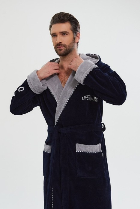 Махровый халат из бамбука Lifeguard (PM France 949) темно-синий