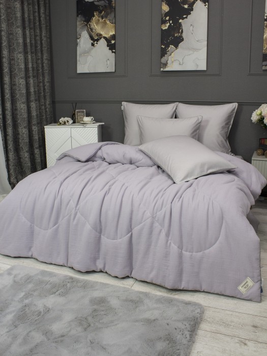 Комплекты для сна Muslin & Satin Solid color (лаванда жемчуг) Евро