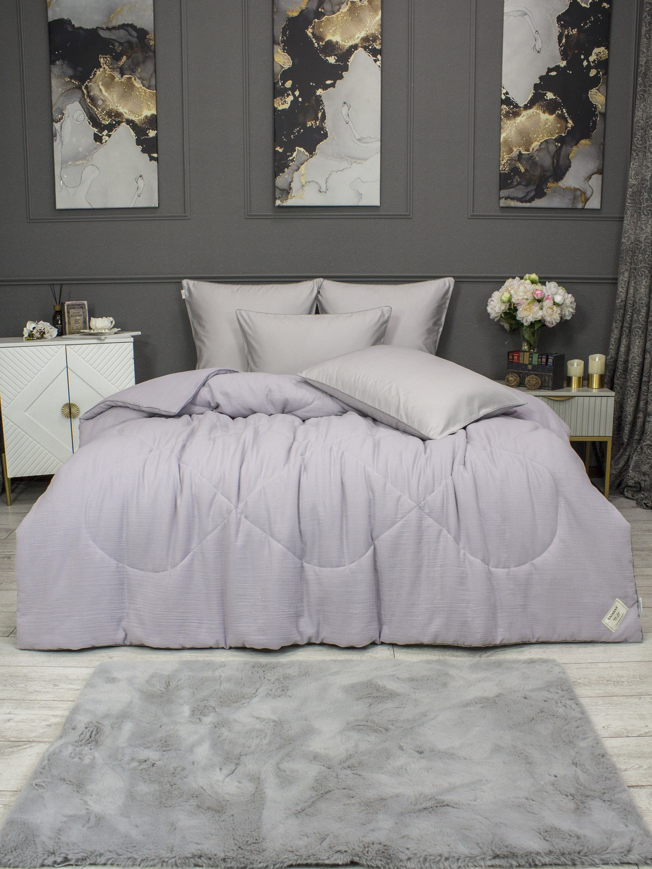Комплекты для сна Muslin &amp; Satin Solid color (лаванда жемчуг) Евро