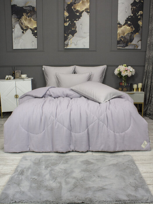 Комплекты для сна Muslin & Satin Solid color (лаванда жемчуг) Евро