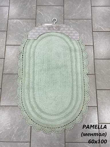 PAMELLA (ментол) Коврик для ванной кружевной 60х100см