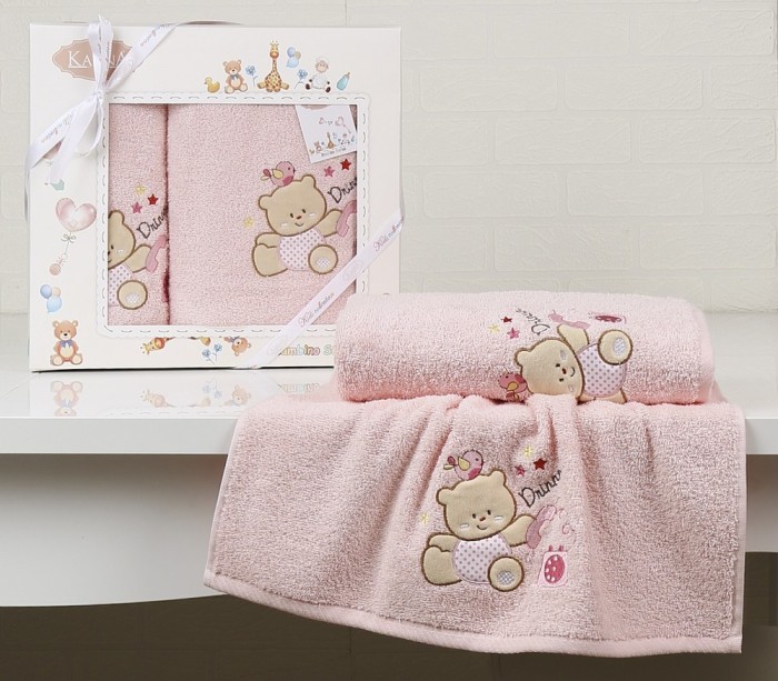 Комплект полотенец "KARNA" детский BAMBINO-BEAR 50x70-70х120 см Розовый