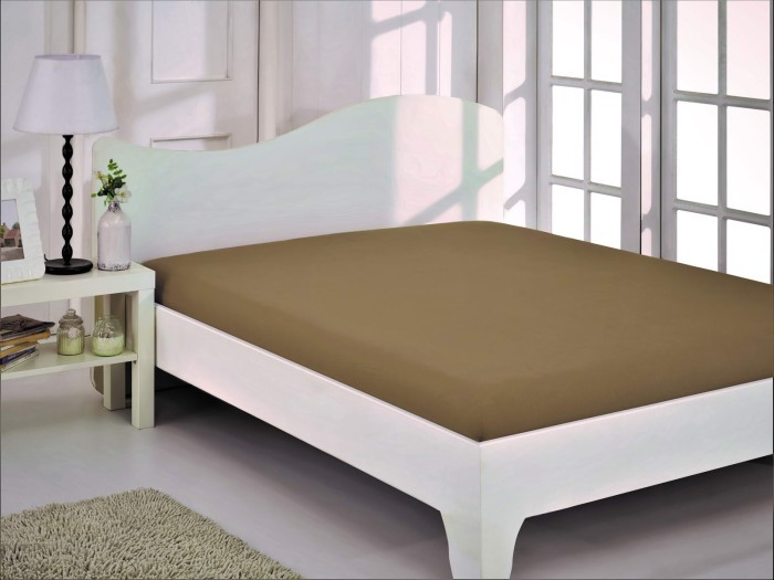 Простынь трикотажная (светло беж) 180x200+30 см на резинке