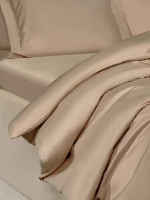 Постельное белье Arya Vip из Oднотонного Сатина Семейное 160x220 Бежевый